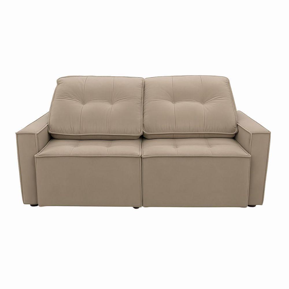 Sofá Retrátil Reclinável 2 Lugares Para Recepção Suede Bege - 2