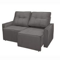 Sofá Retrátil Reclinável 2 Lugares Para Recepção Suede Oslo Cinza - 3