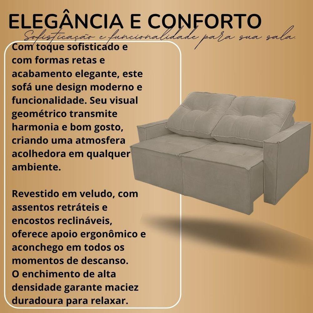 Sofá Retrátil Reclinável 2 Lugares Luna Para Sala Veludo Cor:marrom - 5