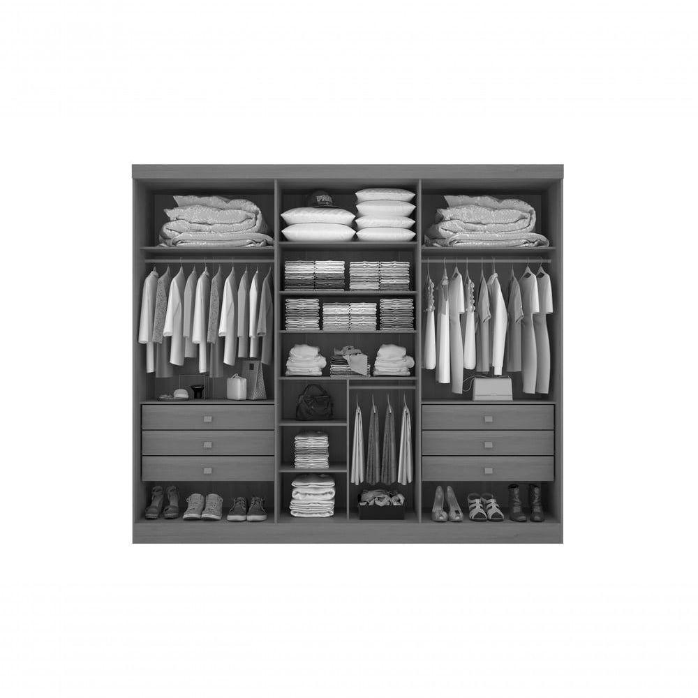 Roupeiro 6 Portas 6 Gavetas Sem Pés Da Vinci Plus - D Doro Castanho - 2