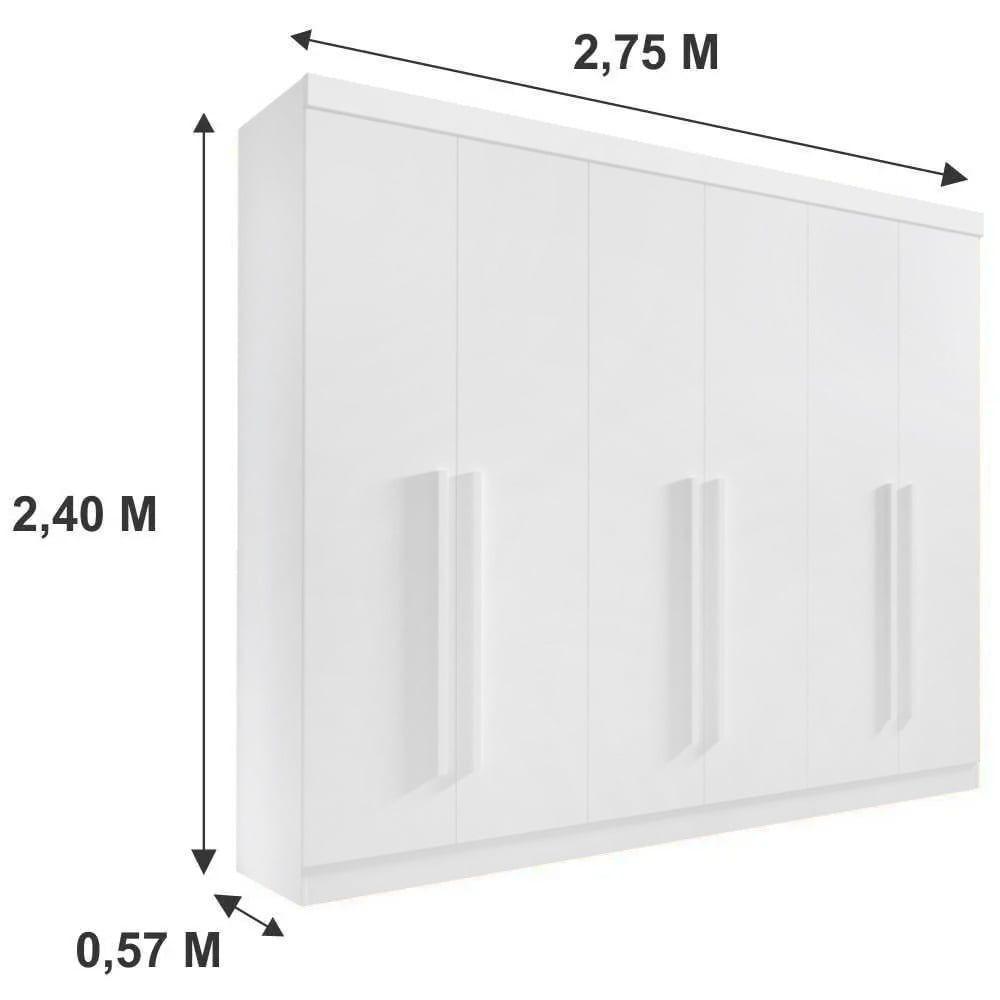 Roupeiro 6 Portas 6 Gavetas Sem Pés Da Vinci Plus - D Doro Castanho - 3