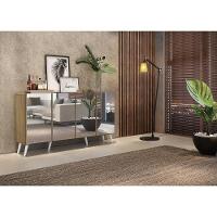 Aparador Buffet 4 Portas com Espelho E Pés Rustic/branco - 7