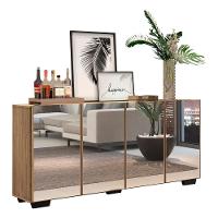 Aparador Buffet 4 Portas com Espelho E Pés Rustic/preto - 1