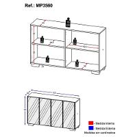 Aparador Buffet 4 Portas com Espelho E Pés Rustic/preto - 3