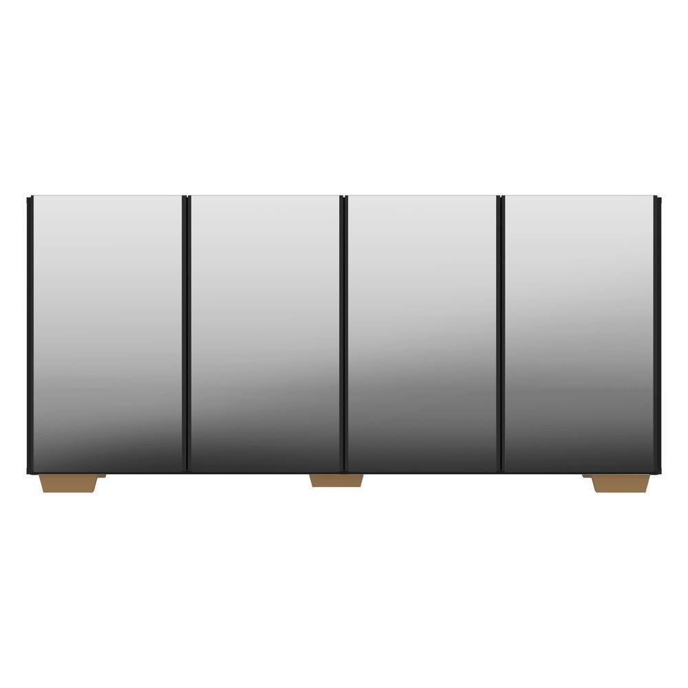 Aparador Buffet 4 Portas com Espelho e Pés Preto/natural - 4