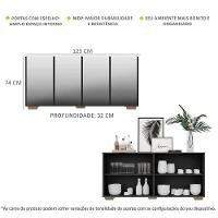 Aparador Buffet 4 Portas com Espelho e Pés Preto/natural - 5