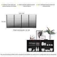 Aparador Buffet 4 Portas Com Espelho e Pés Preto/branco - 3