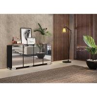 Aparador Buffet 4 Portas Com Espelho e Pés Preto/branco - 5