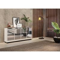 Aparador Buffet 4 Portas com Espelho e Pés Branco/preto - 5