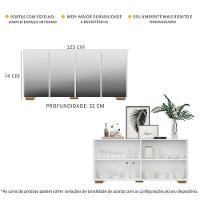 Aparador Buffet 4 Portas com Espelho e Pés Branco/natural - 2