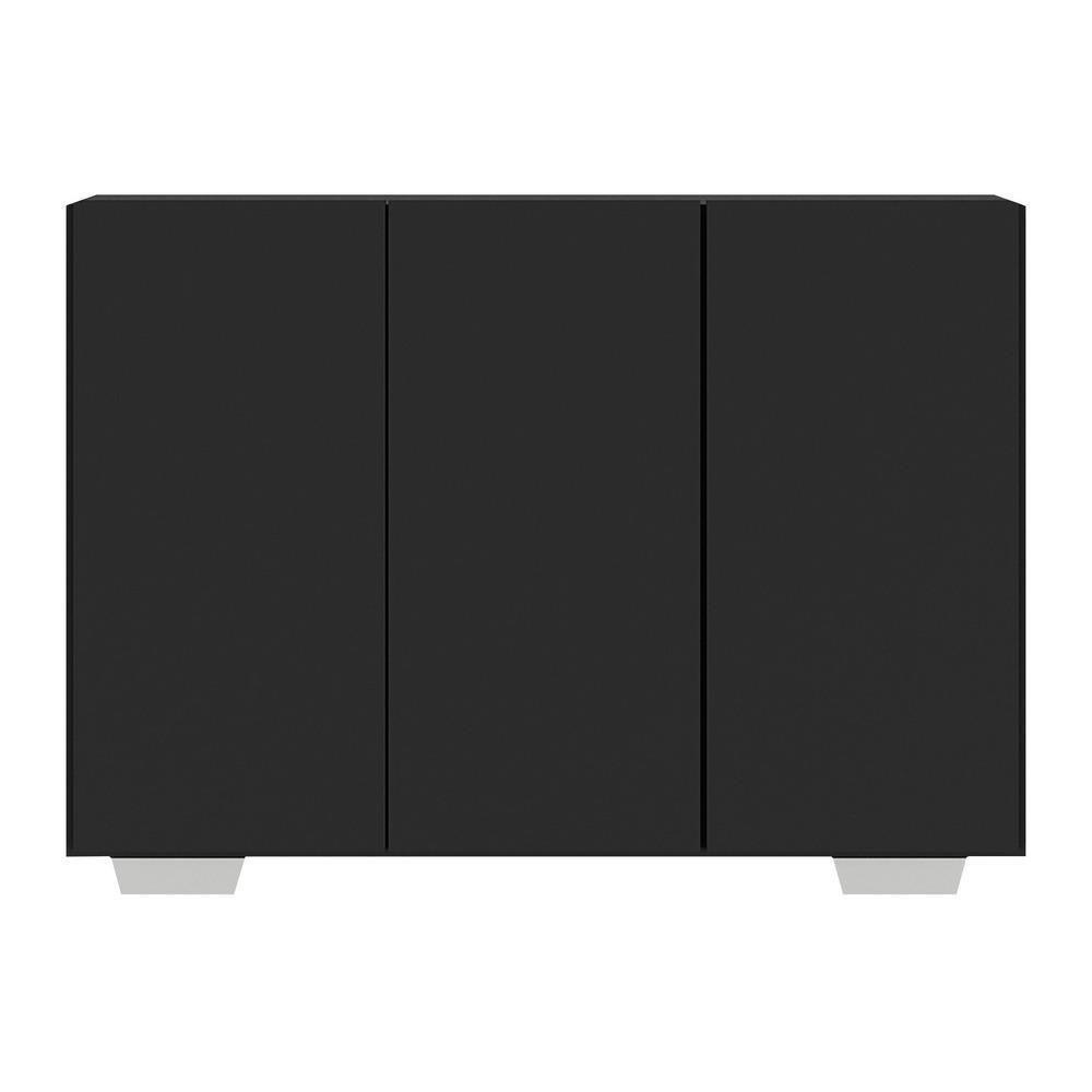 Aparador Buffet 3 Portas Com Pés Quadrados Veneza Multimóveis V1010 Preto/Branco Preto/Branco - 2