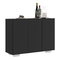 Aparador Buffet 3 Portas Com Pés Quadrados Veneza Multimóveis V1010 Preto/Branco Preto/Branco - 1