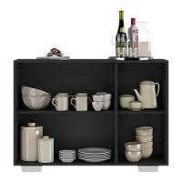 Aparador Buffet 3 Portas Com Pés Quadrados Veneza Multimóveis V1010 Preto/Branco Preto/Branco - 3