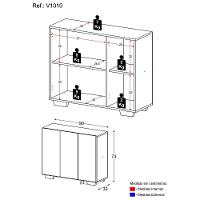 Aparador Buffet 3 Portas Com Pés Quadrados Veneza Multimóveis V1010 Preto/Branco Preto/Branco