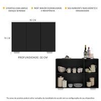 Aparador Buffet 3 Portas Com Pés Quadrados Veneza Multimóveis V1010 Preto/Branco Preto/Branco - 5