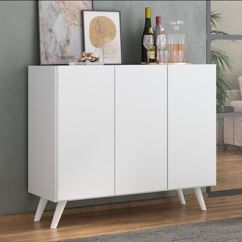 Aparador Buffet 3 Portas Retrô Veneza Multimóveis V1009 Branco Branco - 6