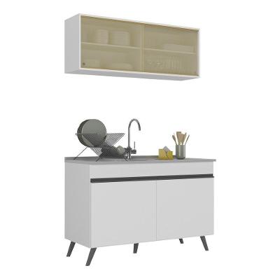 Armário de Cozinha Compacta Veneza V2140 4 Portas MDP 120cm Preto