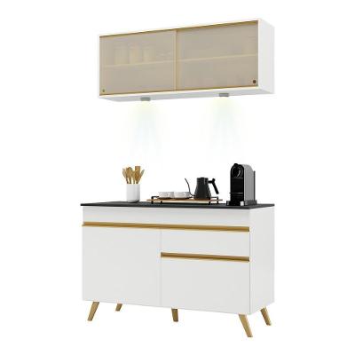 Armário de Cozinha Compacta Veneza Up V2013 4 Portas 1 Gaveta MDF 120cm Branco Dourado