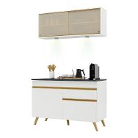 Armário De Cozinha Compacta 120cm Com Leds Veneza Up Multimóveis V2013 Branco/dourado Branco/dourado - 1