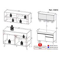 Armário De Cozinha Compacta 120cm Com Leds Veneza Up Multimóveis V2013 Branco/dourado Branco/dourado
