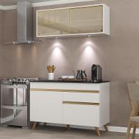 Armário De Cozinha Compacta 120cm Com Leds Veneza Up Multimóveis V2013 Branco/dourado Branco/dourado - 6