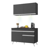 Armário De Cozinha Compacta 120cm Com Leds Veneza Up Multimóveis V2012 Preto/branco Preto/branco - 1