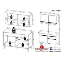 Armário De Cozinha Compacta 120cm Com Leds Veneza Up Multimóveis V2012 Preto/branco Preto/branco