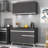 Armário De Cozinha Compacta 120cm Com Leds Veneza Up Multimóveis V2012 Preto/branco Preto/branco - 6