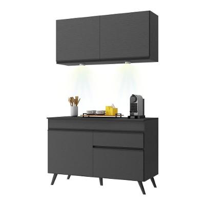 Armário de Cozinha Compacta Veneza Up V2012 4 Portas 1 Gaveta MDP 120cm Preto