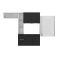 Armário De Cozinha Compacta Com Mesa Dobrável Sofia Multimóveis V2010 Branco/Preto Branco/Preto - 3