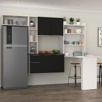 Armário De Cozinha Compacta Com Mesa Dobrável Sofia Multimóveis V2010 Branco/Preto Branco/Preto - 7