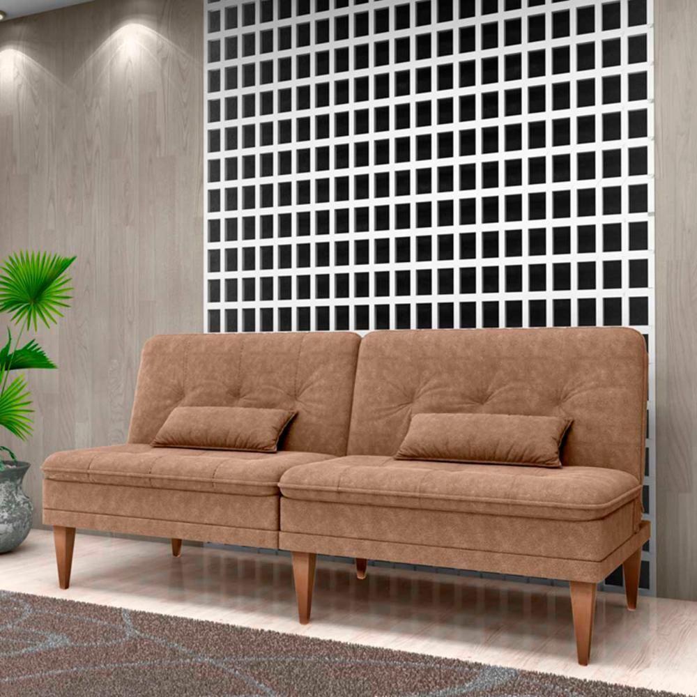 Sofá Cama 3 Lugares Reclinável Casal Premium 1,90 Larg Pietra Matrix Boucle Marrom - 4