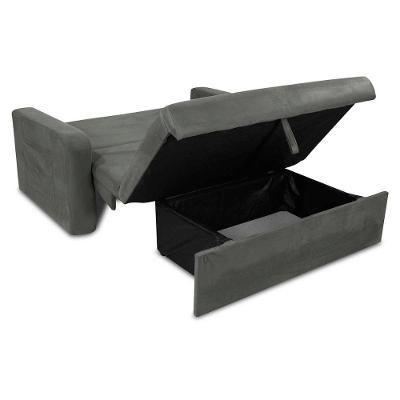 Sofá Cama 2 Lugares Compacto Com Baú 145 Larg Daiane Matrix Suede Cinza