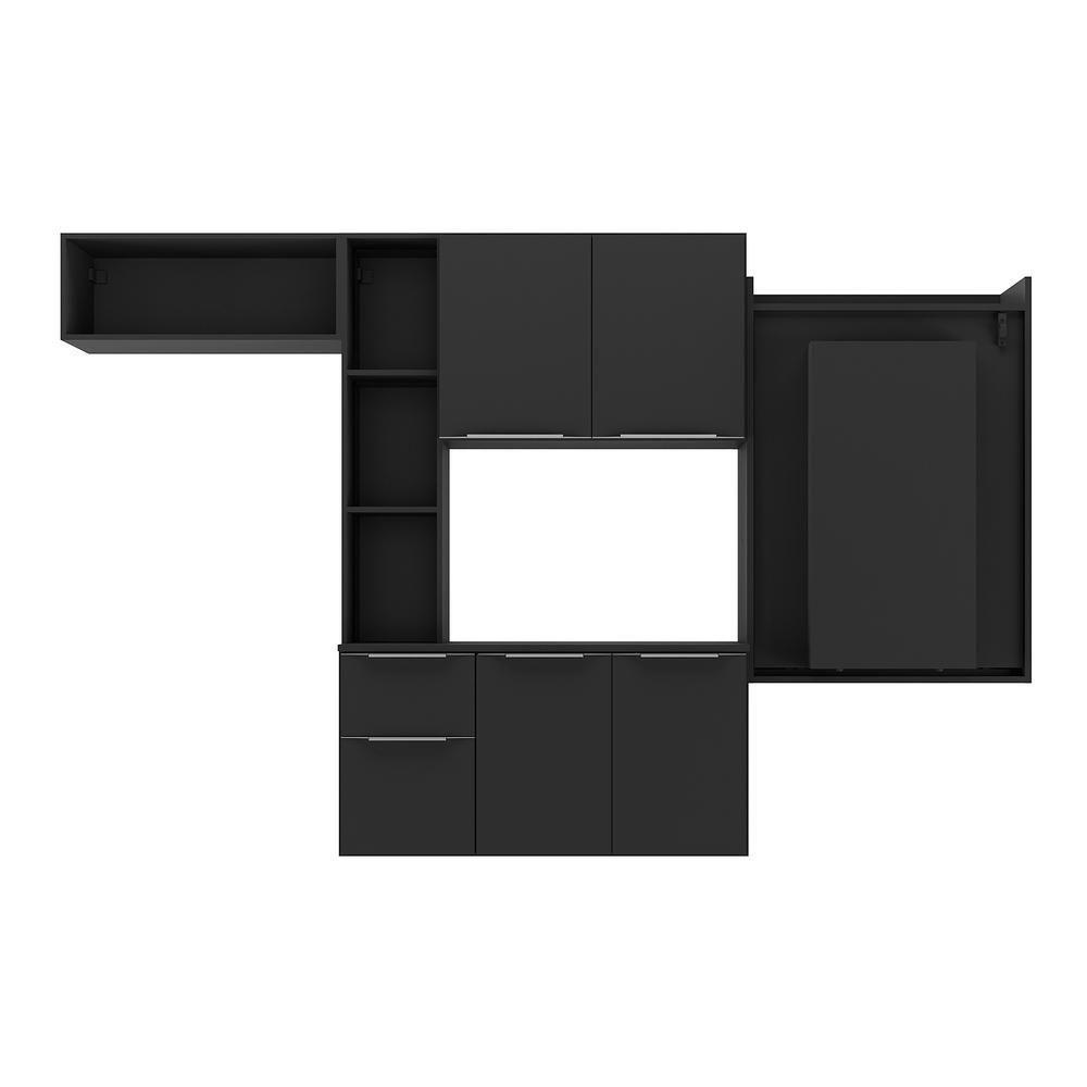 Armário De Cozinha Compacta Com Mesa Dobrável Sofia Multimóveis V2010 Preto Preto - 3