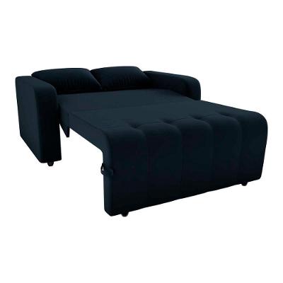 Sofá Cama Compacto 2 Lugares 1,38 Larg Amora New Matrix Veludo Preto