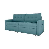 Sofá Cama Reclinável 2 Lugares Premium Com Assentos Dividido 2,20 Larg Nayla Matrix Boucle Azul - 1