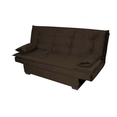 Sofá Cama 3 Lugares Casal Premium Reclinavel 1,80 Larg Esmeralda Matrix Veludo Marrom