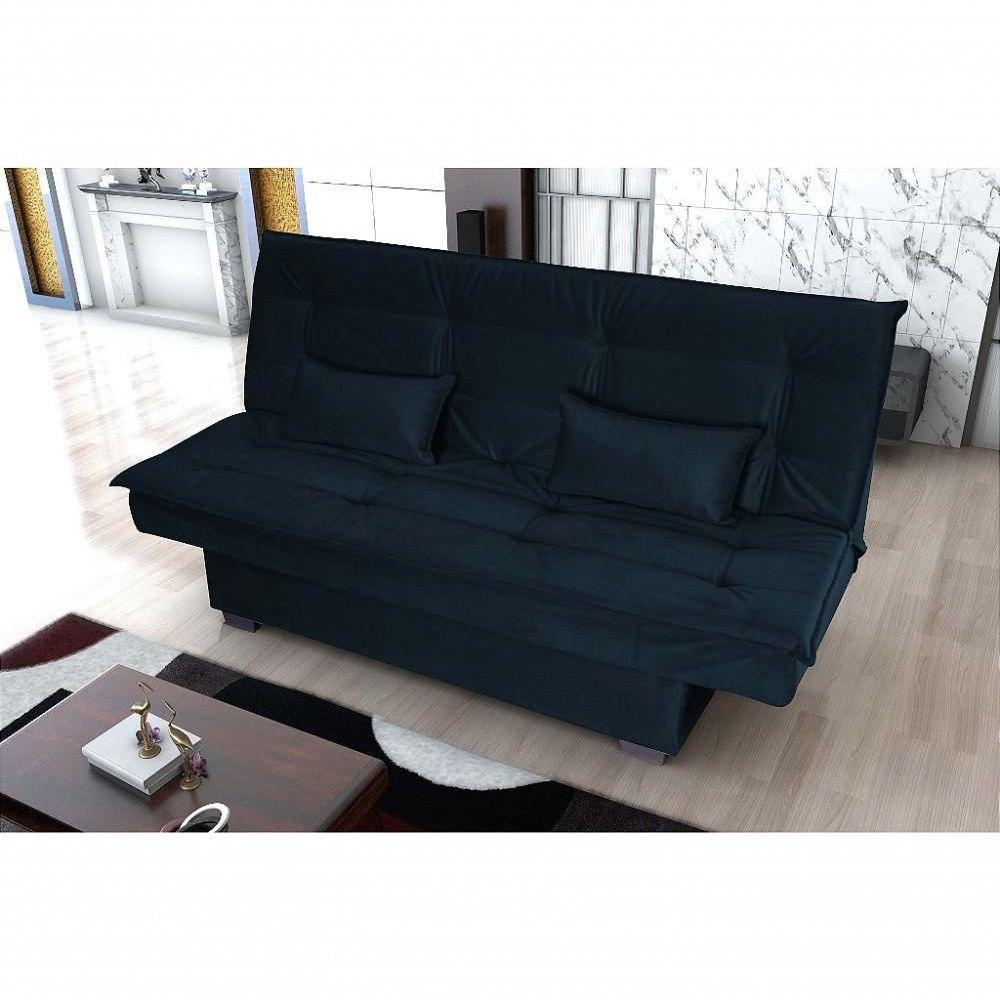 Sofá Cama 3 Lugares Casal Premium Reclinavel 1,80 Larg Esmeralda Matrix Suede Petróleo - 4