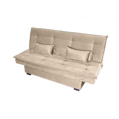 Sofá Cama 3 Lugares Casal Premium Reclinavel 1,80 Larg Esmeralda Matrix Suede Bege