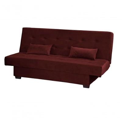 Sofá Cama 3 Lugares Casal Reclinável 190 Larg Laila Matrix Veludo Vinho