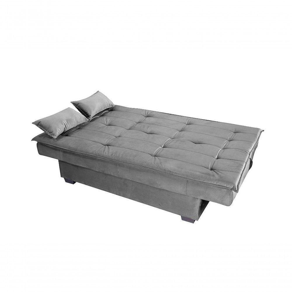 Sofá Cama 3 Lugares Casal Premium Reclinavel 1,80 Larg Esmeralda Matrix Suede Cinza - 3