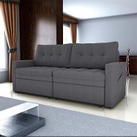 Sofá Cama Reclinável 2 Lugares Premium Com Assentos Dividido 2,20 Larg Nayla Matrix Boucle Cinza - 6