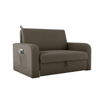 Sofá Cama 2 Lugares Compacto Com Baú 145 Larg Daiane Matrix Veludo Maserati Marrom