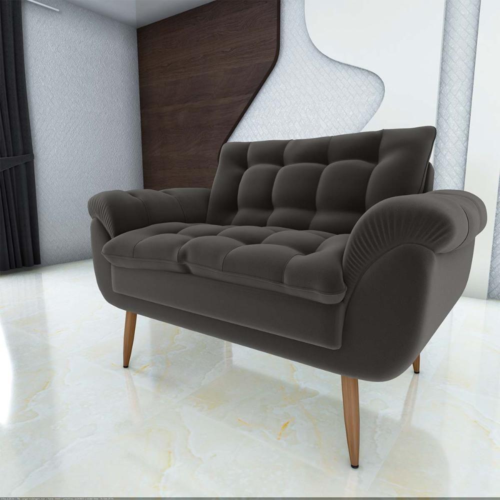 Sofá Namoradeira Pequeno Confortável 1,25 Larg Xangai Matrix Veludo Cinza - 3