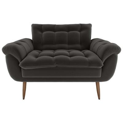 Sofá Namoradeira Pequeno Confortável 1,25 Larg Xangai Matrix Veludo Cinza