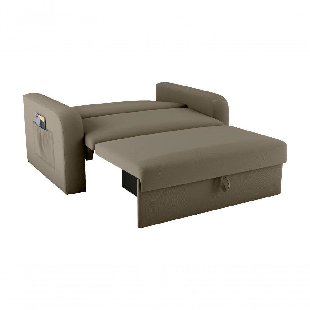 Sofá Cama 2 Lugares Compacto Com Baú 145 Larg Daiane Matrix Veludo Maserati Capuccino - 3