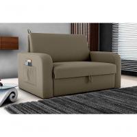 Sofá Cama 2 Lugares Compacto Com Baú 145 Larg Daiane Matrix Veludo Maserati Capuccino - 2