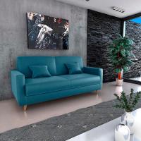 Sofá Cama Premium 3 Lugares 1,90 Larg Emilia Matrix Veludo Turkey Petróleo - 2