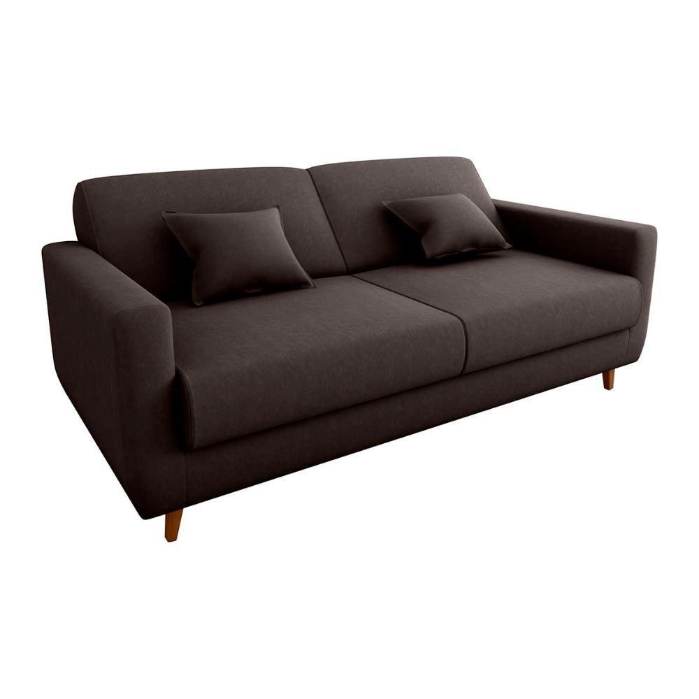 Sofá Cama Premium 3 Lugares 1,90 Larg Emilia Matrix Suede Marrom - 1