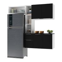 Armário De Cozinha Compacta Com Balcão Sofia Multimóveis V2005 Branco/Preto Branco/Preto - 1